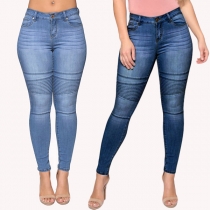 Fashion Low Rise Crinkle Skinny Jeans For Women