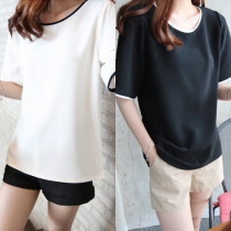 Casual Style Round Neck Half Sleeve Loose-fitting T-shirt