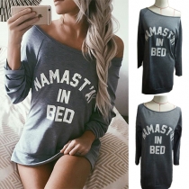 Casual Style Letters Printed Round Neck Long Sleeve Relaxed T-shirt