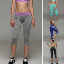Sport Style Contrast Color Slim-fitting Capri Pants For Women