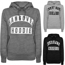 Casual Style Letters Printed Hooded Long Sleeve Front Pocket Sweatshirt