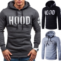 Casual Style Letters Printed Hooded Long Sleeve Sweatshirt For Men