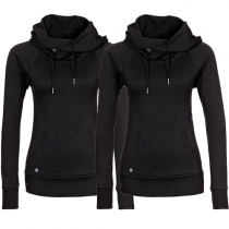 Casual Style Solid Color Long Sleeve Hooded Front Pocket Sweatshirt