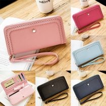 Sweet Solid Color Hollow Out Crown Wallet For Women