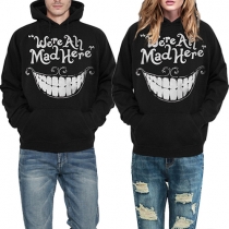 Fashion Toothy Smile Letters Printed Hooded Long Sleeve Sweatshirt For Men