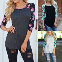 Casual Style Printed Round Neck Half Sleeve T-shirt