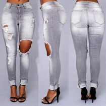 Fashion Zip Fly Ripped Skinny Women's Jeans