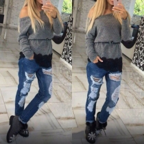 Sexy Lace Spliced Oblique Shoulder Long Sleeve Gathered Waist Tops