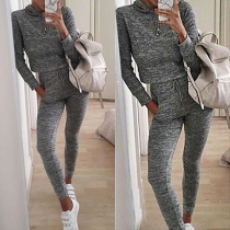 Casual Style Long Sleeve Hooded Crop Tops and Pants Two-piece Set