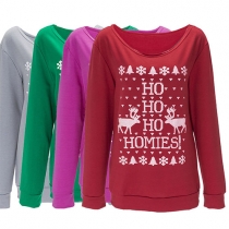 Casual Style Printed Round Neck Long Sleeve Tops