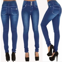 Sexy Single-breasted High Waist Skinning Women's Jeans