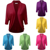 Casual Style Solid Color Bat Sleeve Loose-fitting Cardigan