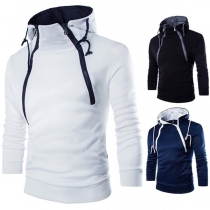 Fashion Hooded Obilique Zipper Long Sleeve Sweatshirt For Men