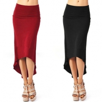 Sexy Solid Color Slim Fit High-low Hemline Bust Skirt