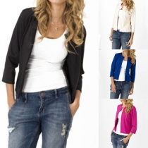 Concise Style Solid Color 3/4 Sleeve Cardigan Blazer