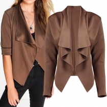 Fashion Solid Color Lapel Long Sleeve Cardigan For Women