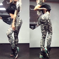 Stylish Camouflage Printed Elastic Waist Women's Sport Pants