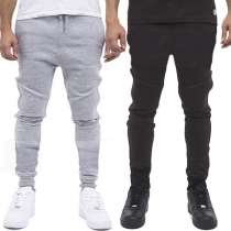 Casual Style Solid Color Striped Spliced Sport Pants For Men