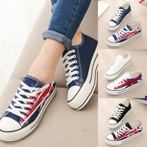 Fashion Printed Lace-up Canvas Shoes For Women