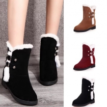 Fashion Hasp Round Toe Inner-increased Boots