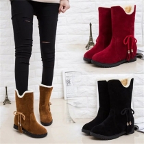 Trendy Round Toe Inner-increased Sweater Spliced Boots