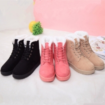 Fashion Solid Color Lace-up Round Toe Martin Boots