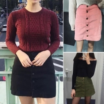 Trendy Solid Color Single-breasted Slim Fit Bust Skirt