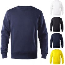 Casual Style Solid Color Stand Collar Long Sleeve Slim Fit Men's Sweatshirt