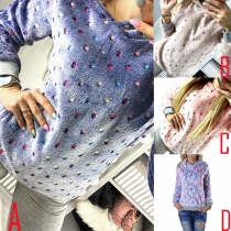 Sweet Printed Long Sleeve Hooded Fuzzy Women's Sweatshirt