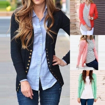 Fashion Solid Color Long Sleeve Single-breasted Rivet Cardigan