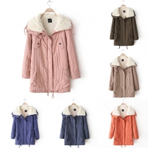 Fashion Solid Color Lapel Long Sleeve Warm Padded Coat