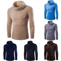 Concise Style Turtleneck Long Sleeve Slim Fit Fuzzy Sweatshirt For Men
