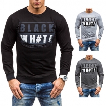 Casual Style Letters Printed Round Neck Long Sleeve Men's Sweatshirt