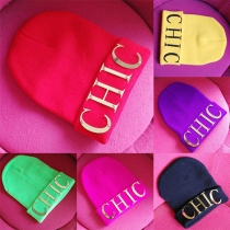 Trendy Solid Color Letters Knitted Hat