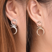 Retro Style Hollow Out Symbol Stud Earrings