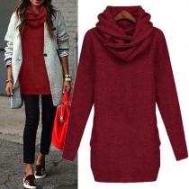 Trendy Solid Color Long Sleeve Turtleneck Warm Sweater