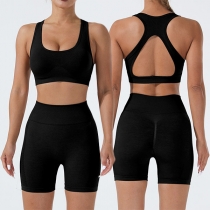 Sexy Low-cut Sling Bra and Shorts Two-piece Bikini Set