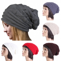 Fashion Solid Color Flanging Knitted Hat