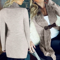 Fashion Style Long Sleeve Front Hasp Sweater Cardigan