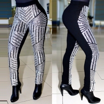 Trendy Sequin Spliced Slim Fit Pants For Women
