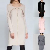 Fashion Solid Color Hot Fix Rhinestone Turtleneck Long Sleeve Sweater Dress