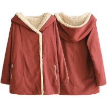 Stylish Solid Color Long Sleeve Hooded Single-breasted Women's Padded Coat