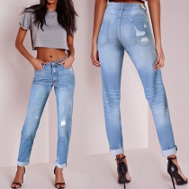 Fashion Zip Fly Ripped Baggy Jeans For Women