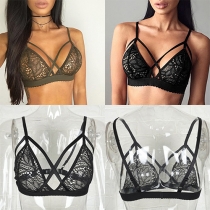 Sexy Solid Color Hollow Out Lace Sling Bra