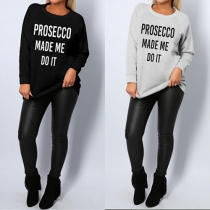 Casual Style Letters Printed Long Sleeve Round Neck Relaxed Sweatshirt