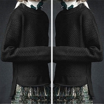 Fashion Solid Color Turtleneck Long Sleeve Side Slit High-low Hemline Sweater