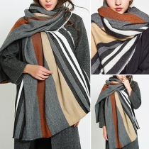 Stylish Contrast Color Striped Scarf Shawl For Women