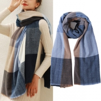 Stylish Contrast Color Striped Scarf Shawl For Women