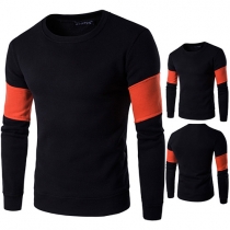Stylish Contrast Color Long Sleeve Round Neck Men's Sweatshirt
