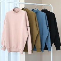 Fashion Solid Color Turtleneck Long Sleeve Loose-fitting Women's Sweatshirt